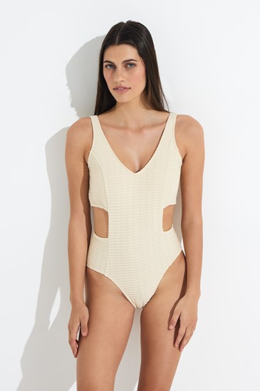 V-NECK ONE PIECE WITH CUTS