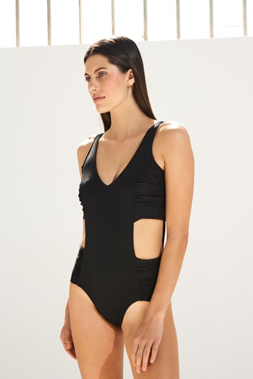 V-NECK ONE PIECE WITH CUTS